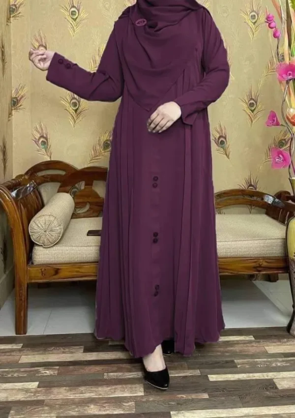 Tasfiya Button Borka for Women - Premium Dubai Cherry Fabric